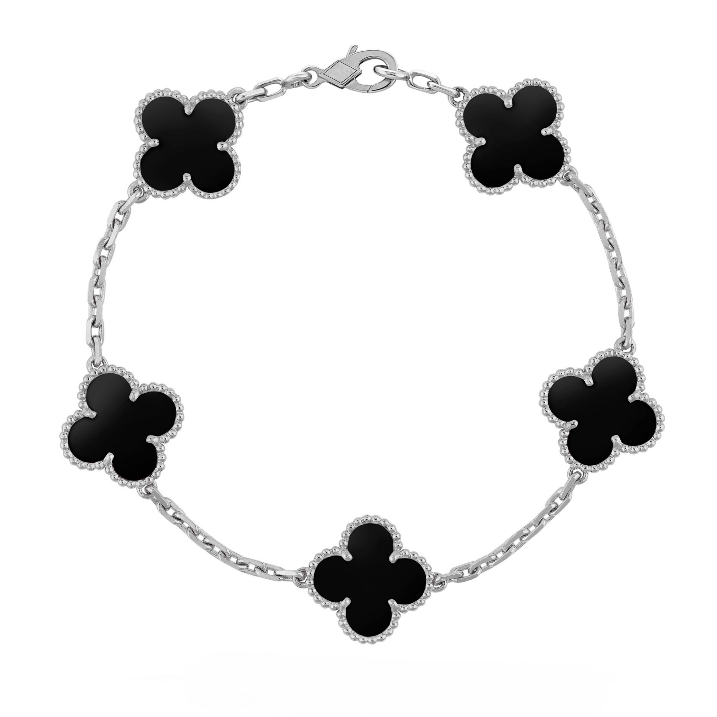 BRACELET FEUILLE DE TRÈFLE | ARGENT NOIR