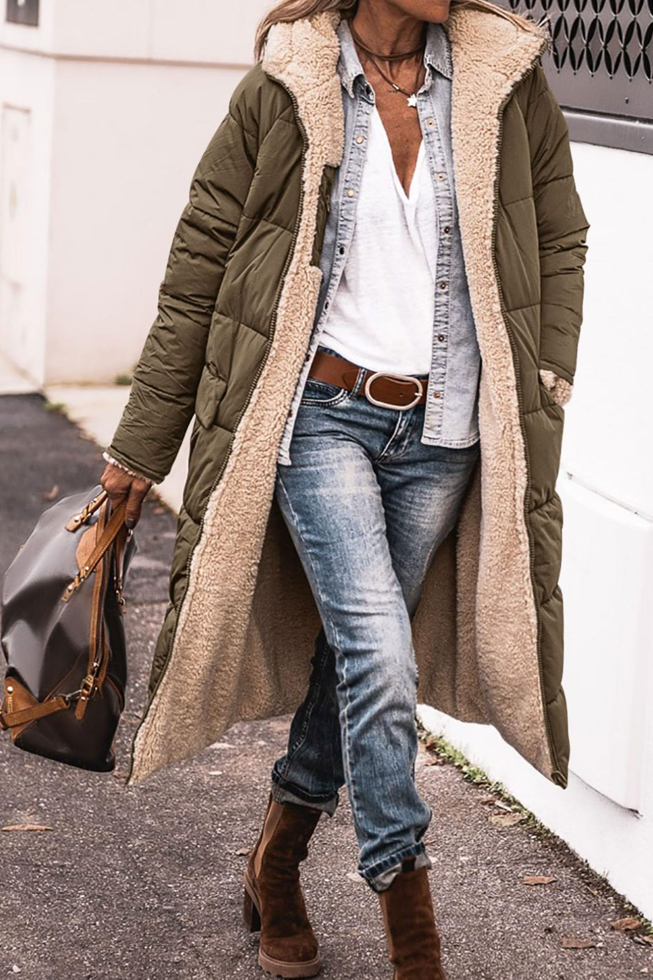 Johna – Manteau Sherpa réversible luxueux