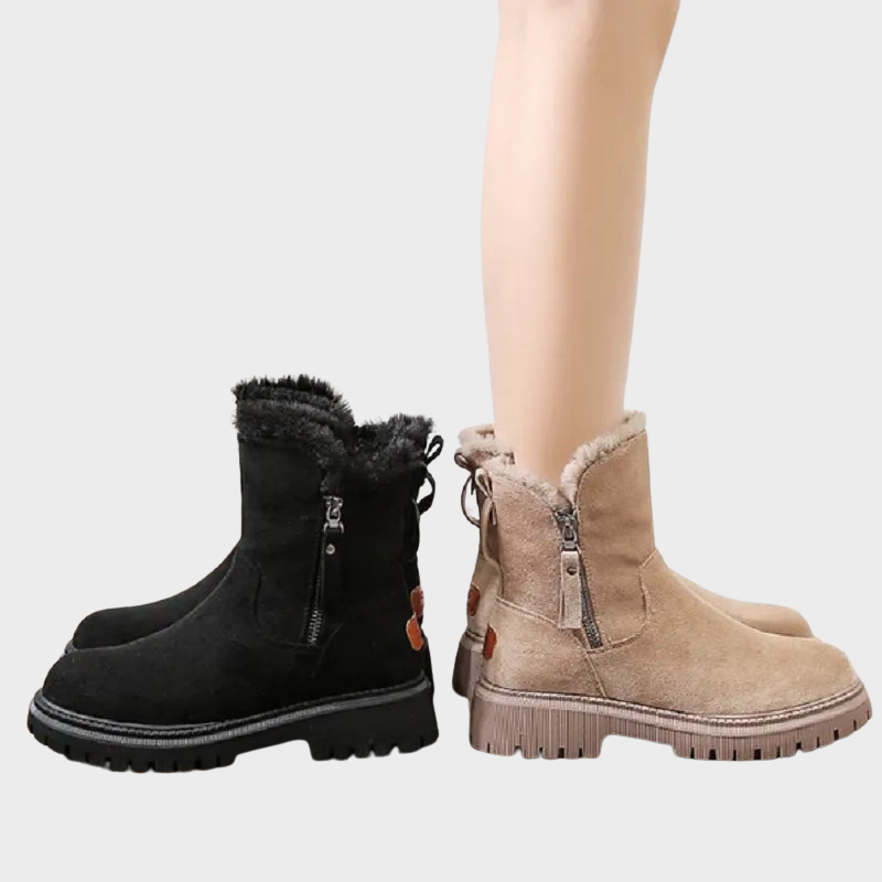 Nora – Bottines en peluche avec fermeture éclair
