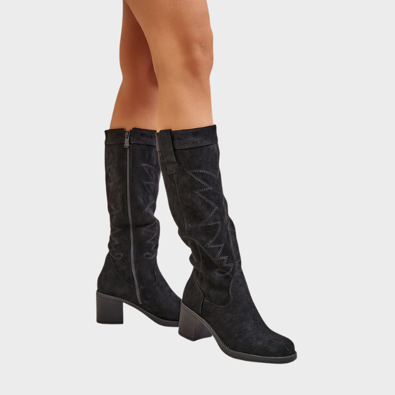 Iris – Bottes hautes à talon bloc et fermeture éclair