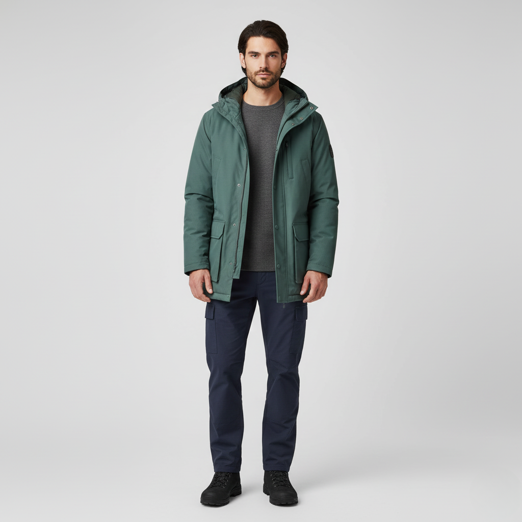 Parka Longue à Capuche pour Homme