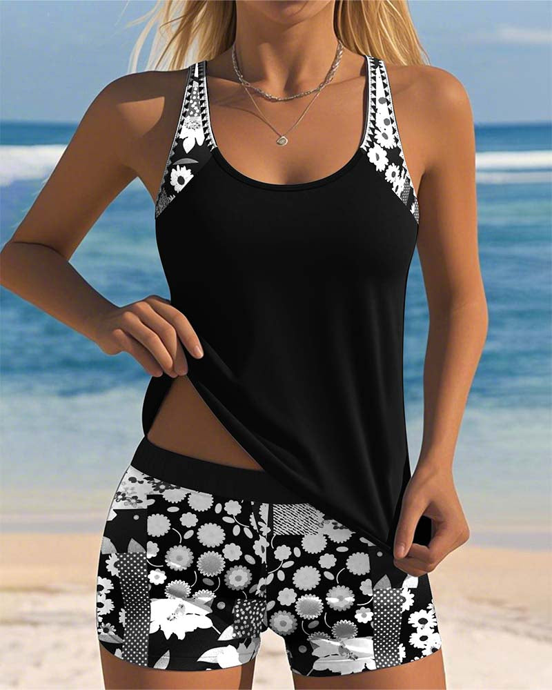 Maëlle | Tankini sportif avec imprimé floral