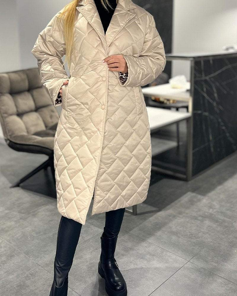 DIASY - Col relaxant manteau en coton mi-long