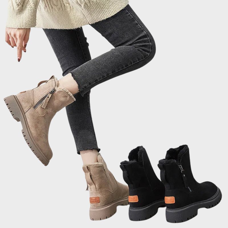 Nora – Bottines en peluche avec fermeture éclair