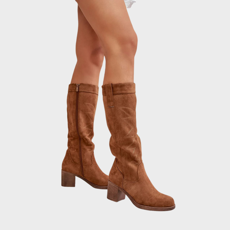 Iris – Bottes hautes à talon bloc et fermeture éclair