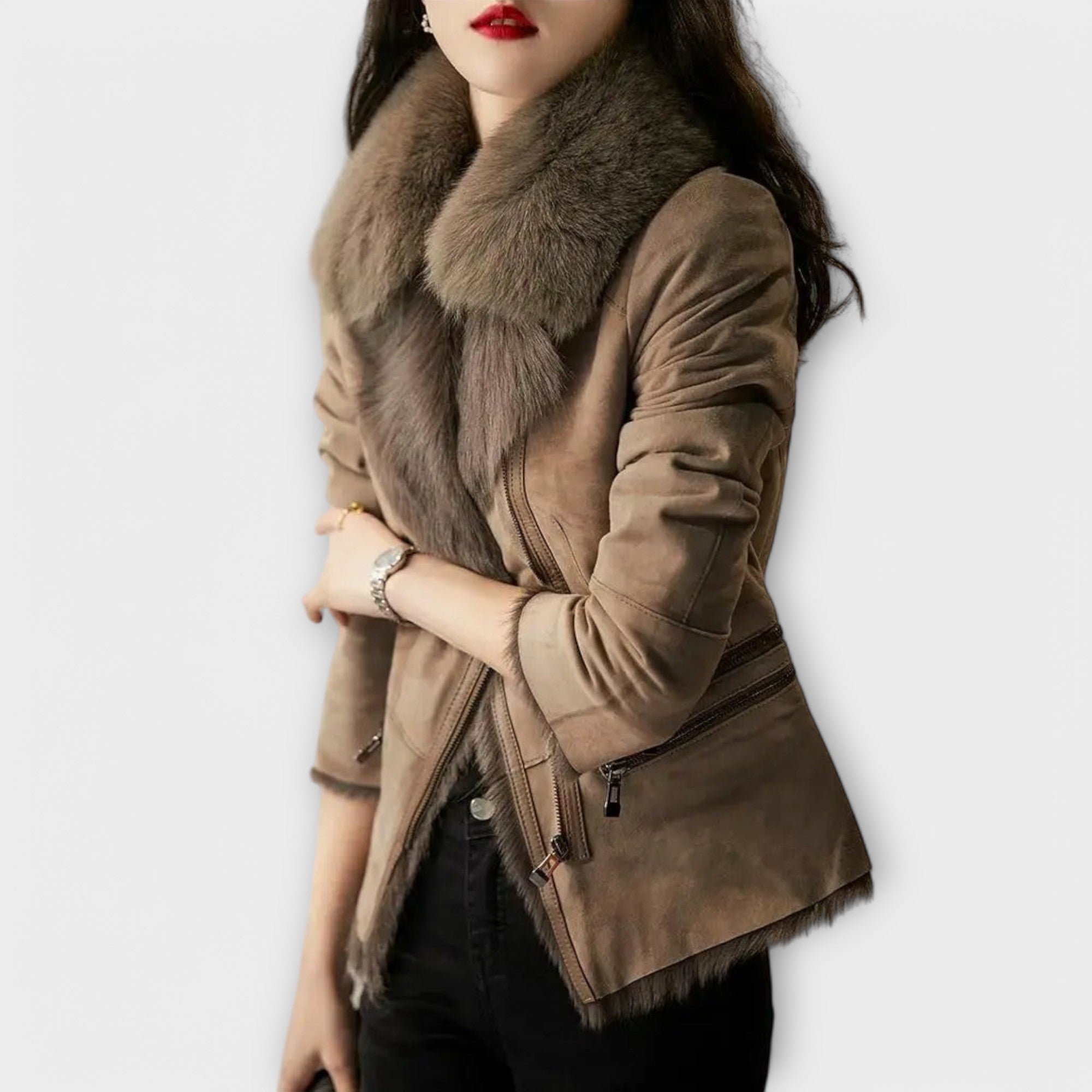 Veste en peau de mouton avec col en fourrure
