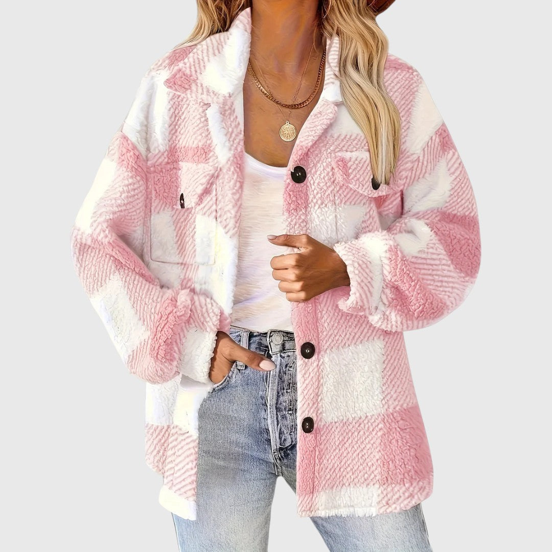 Selina – Élégante veste à carreaux à boutons
