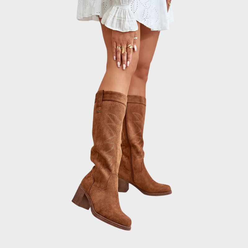 Iris – Bottes hautes à talon bloc et fermeture éclair