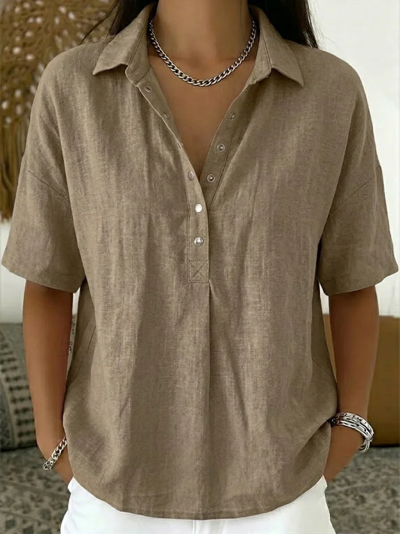 Tessa blouse avec col et détail de bouton