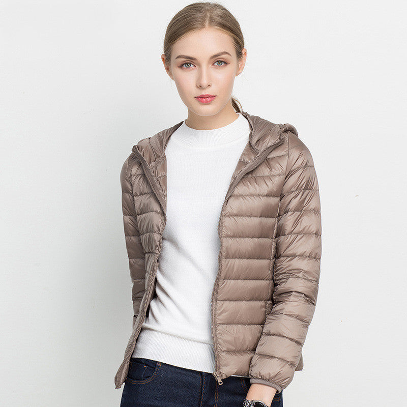 Veste légère en duvet Femme Courte Capuche Super Légère - Idéale pour tous les jours