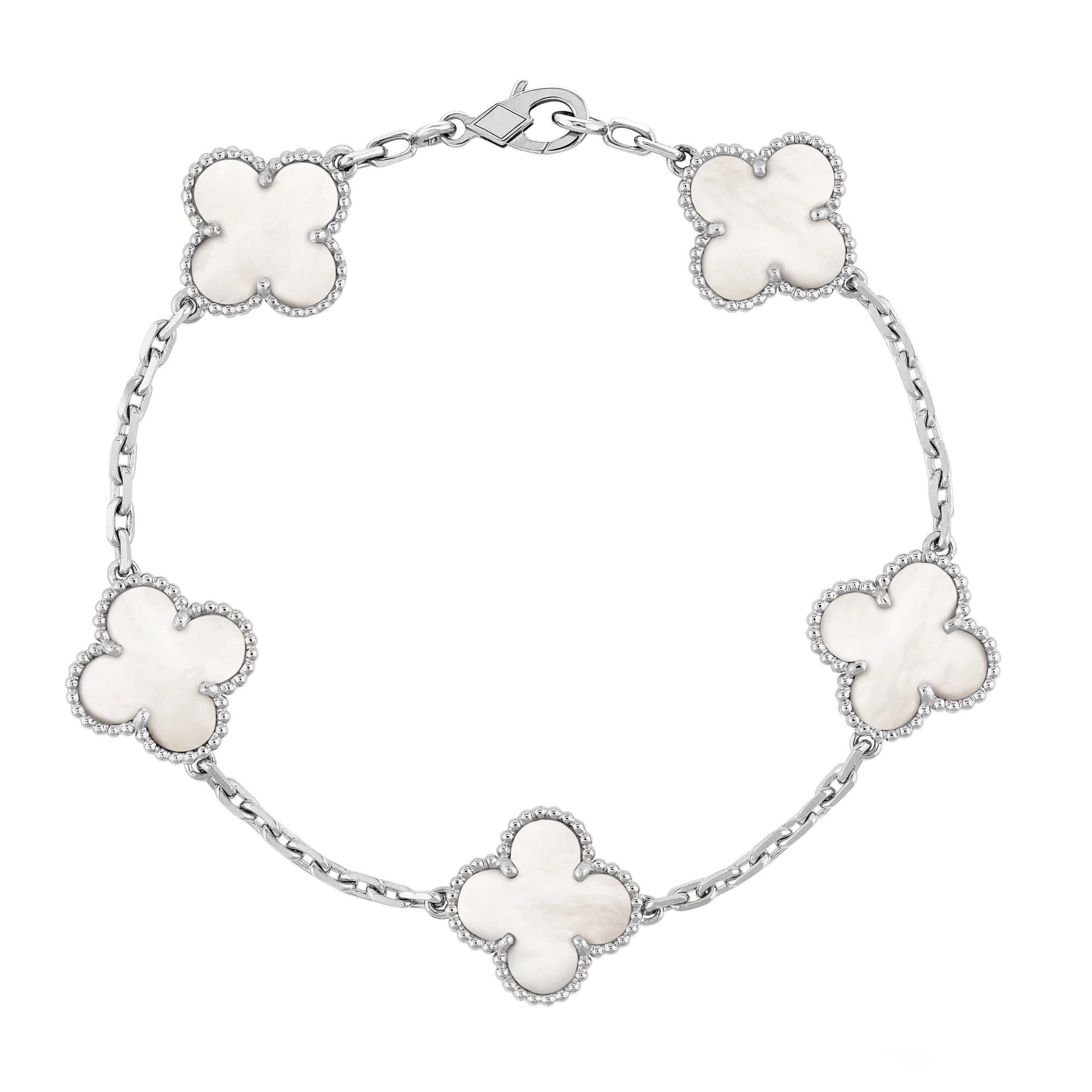 BRACELET FEUILLE DE TRÈFLE | ARGENT BLANC