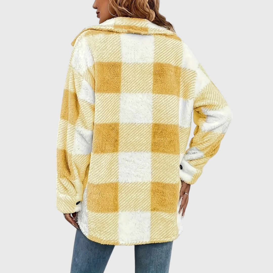 Selina – Élégante veste à carreaux à boutons