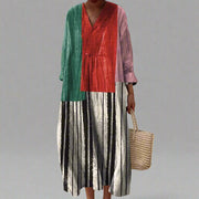 Karin™ | Robe maxi rayée en design color block