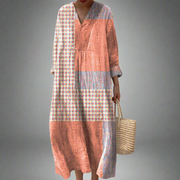 Nora™ | Robe midi patchwork avec motifs corail et étoiles