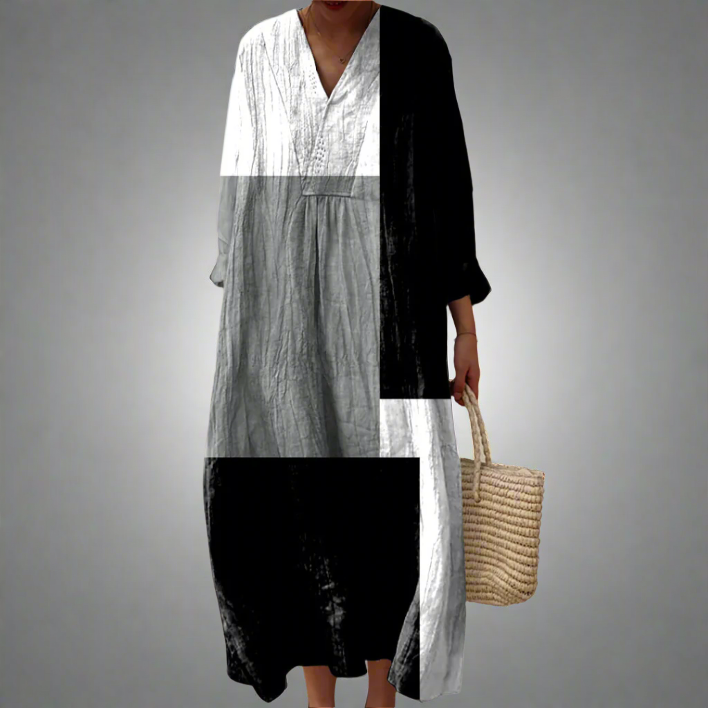 Colette™ | Robe maxi patchwork abstraite