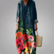 Poppy™ | Robe maxi en coton à fleurs aquarelle