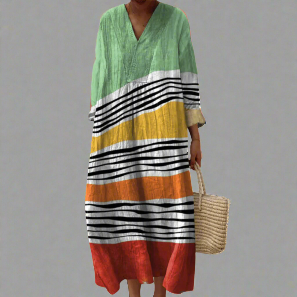 Marina™ | Robe maxi décontractée avec rayures côtières