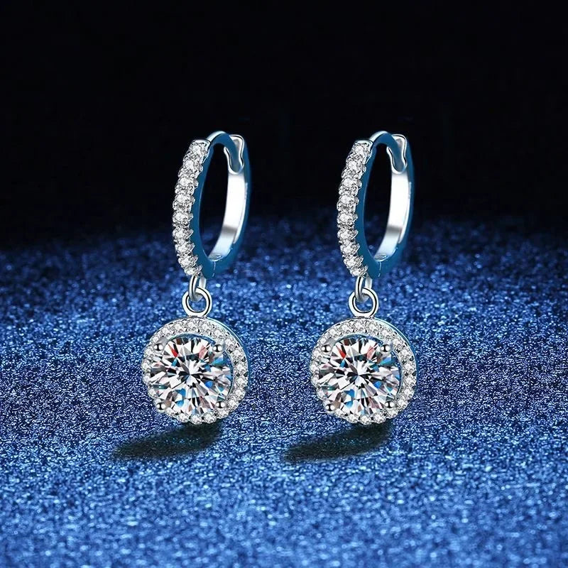 Boucles d'oreilles en Moissanite de 1 Carat en Argent Sterling
