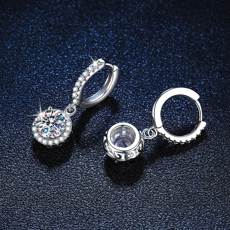 Boucles d'oreilles en Moissanite de 1 Carat en Argent Sterling