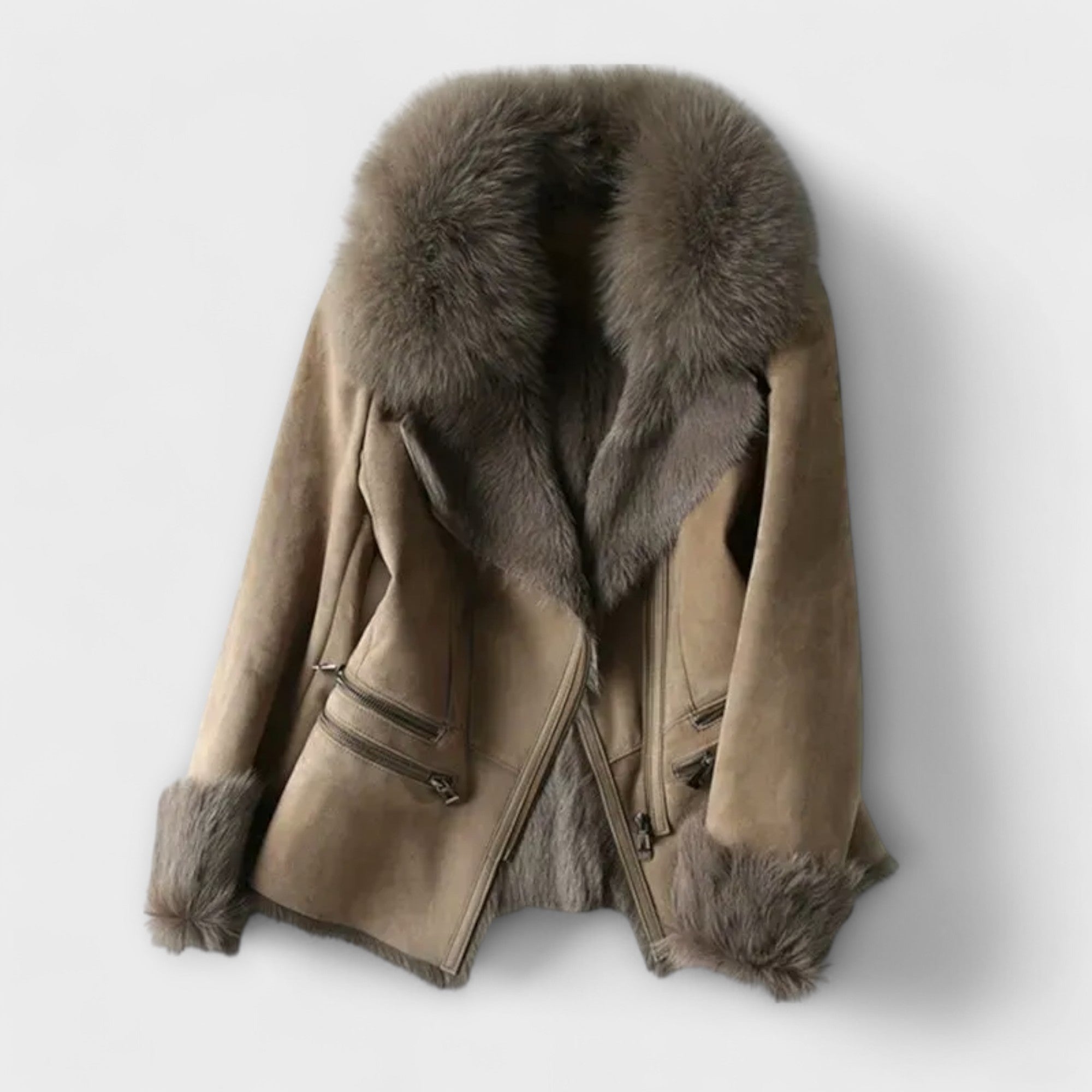 Veste en peau de mouton avec col en fourrure