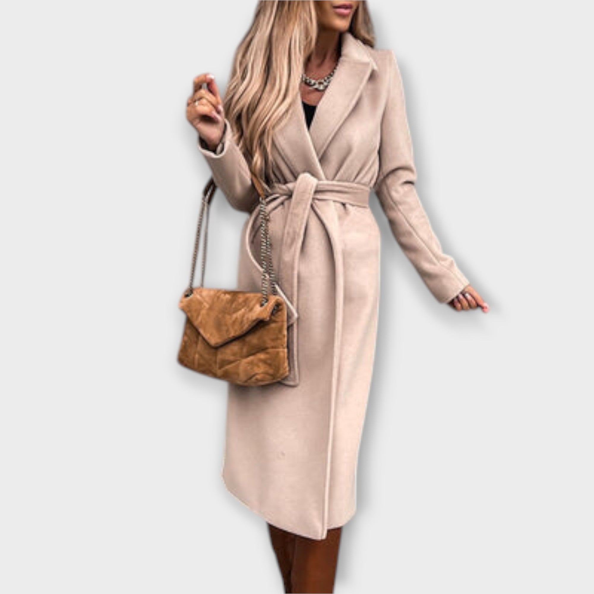 Eliza - Manteau long élégant avec ceinture à nouer
