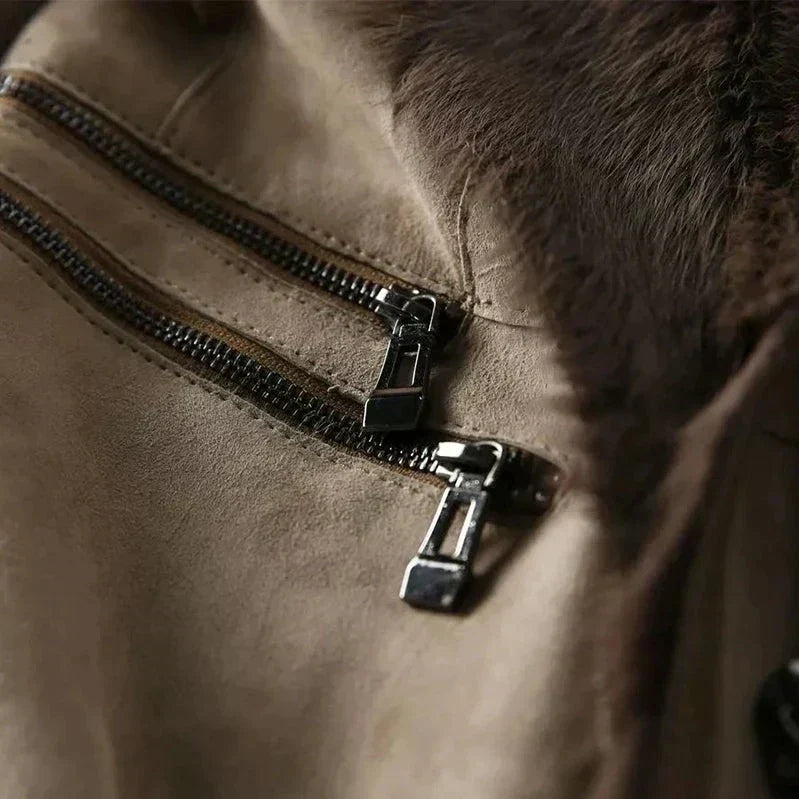 Veste en peau de mouton avec col en fourrure