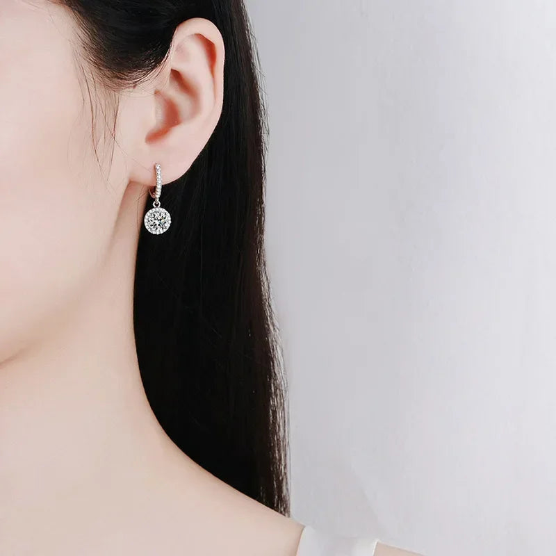 Boucles d'oreilles en Moissanite de 1 Carat en Argent Sterling