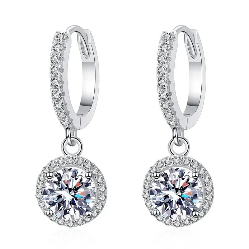 Boucles d'oreilles en Moissanite de 1 Carat en Argent Sterling