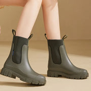 Bottes Chelsea Chunky avec empiècement en tricot – Bottines roses pour femmes