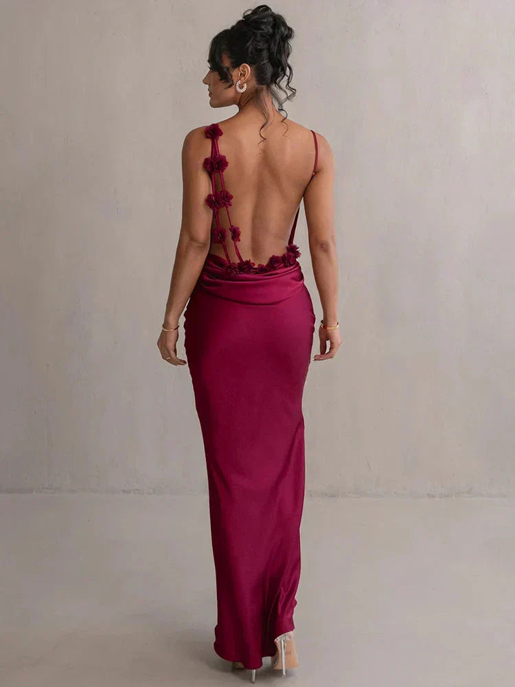 Cassiane - Robe Florale en Satin