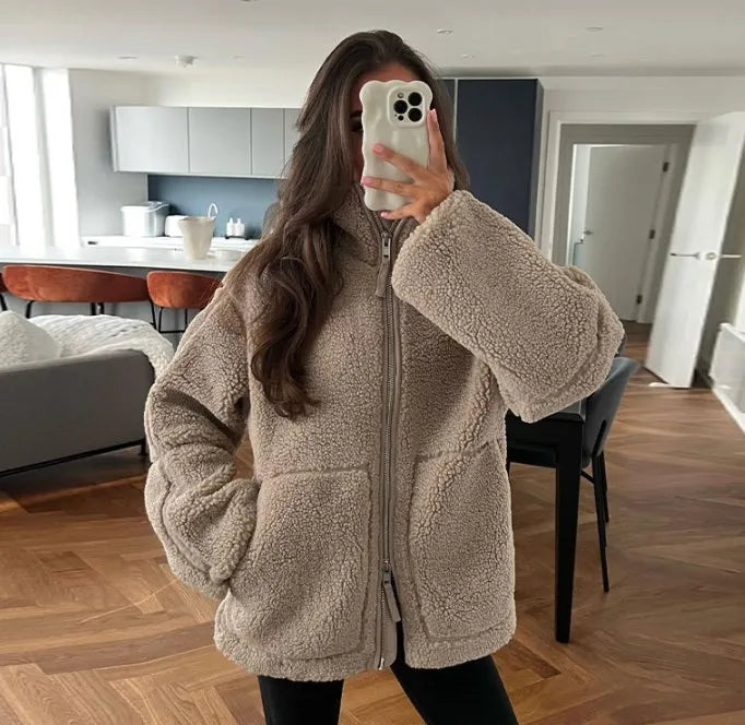 Veste vintage à col montant avec fermeture à boutons et poches | Idéale pour l'automne et l'hiver