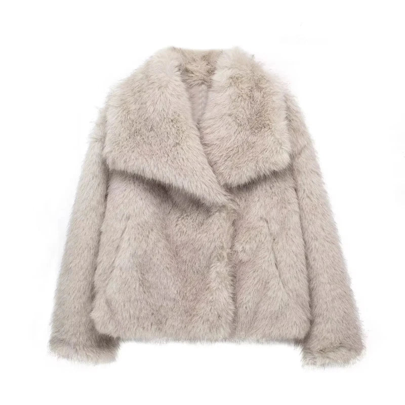 Manteau d'hiver en peluche synthétique pour femmes avec capuche et poches | Idéal pour l'automne/hiver