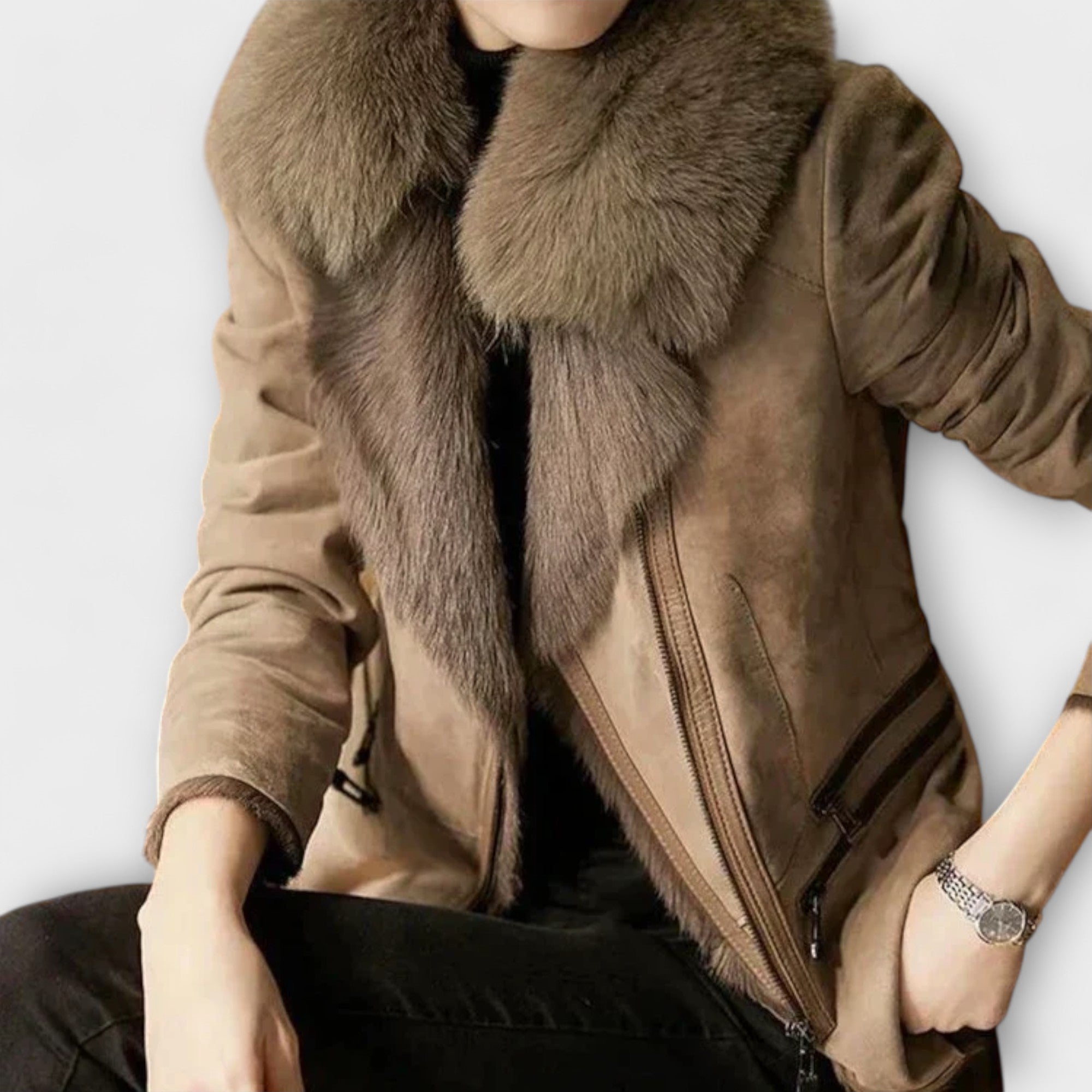 Veste en peau de mouton avec col en fourrure