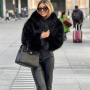 Manteau d'hiver en peluche synthétique pour femmes avec capuche et poches | Idéal pour l'automne/hiver