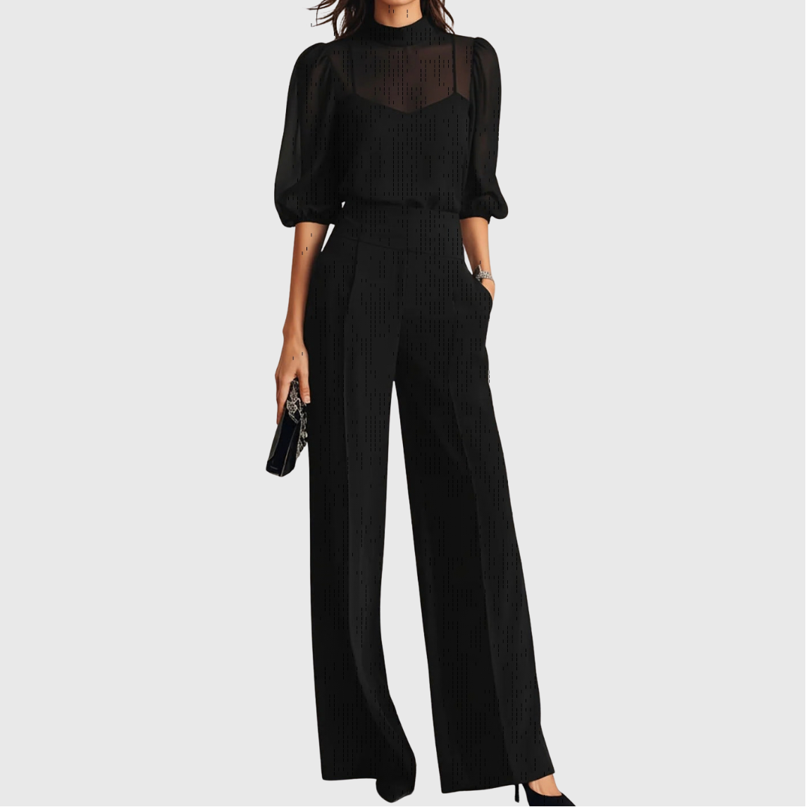 Elodie | Haut et Pantalon Large dans un Ensemble de Trois Pièces