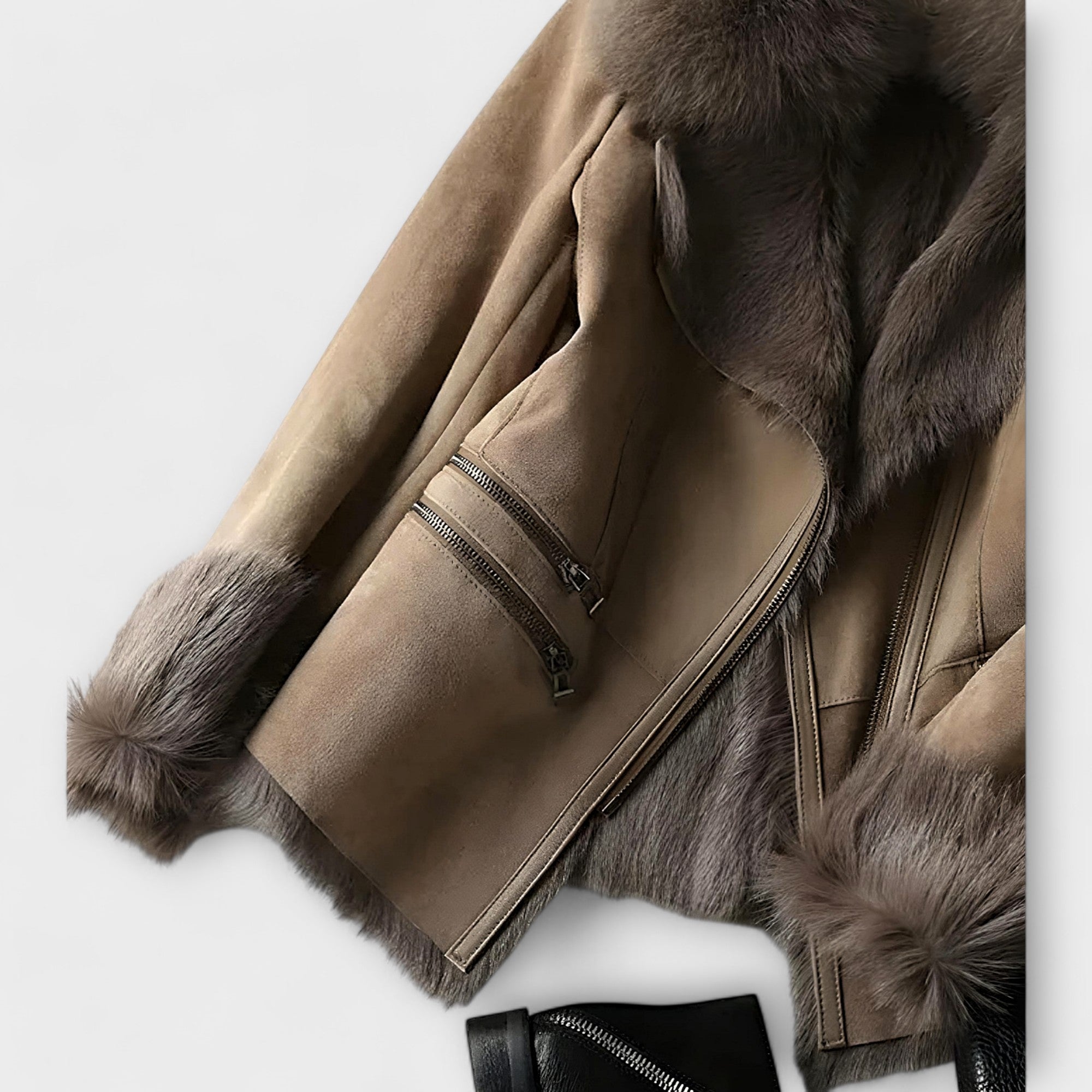 Veste en peau de mouton avec col en fourrure