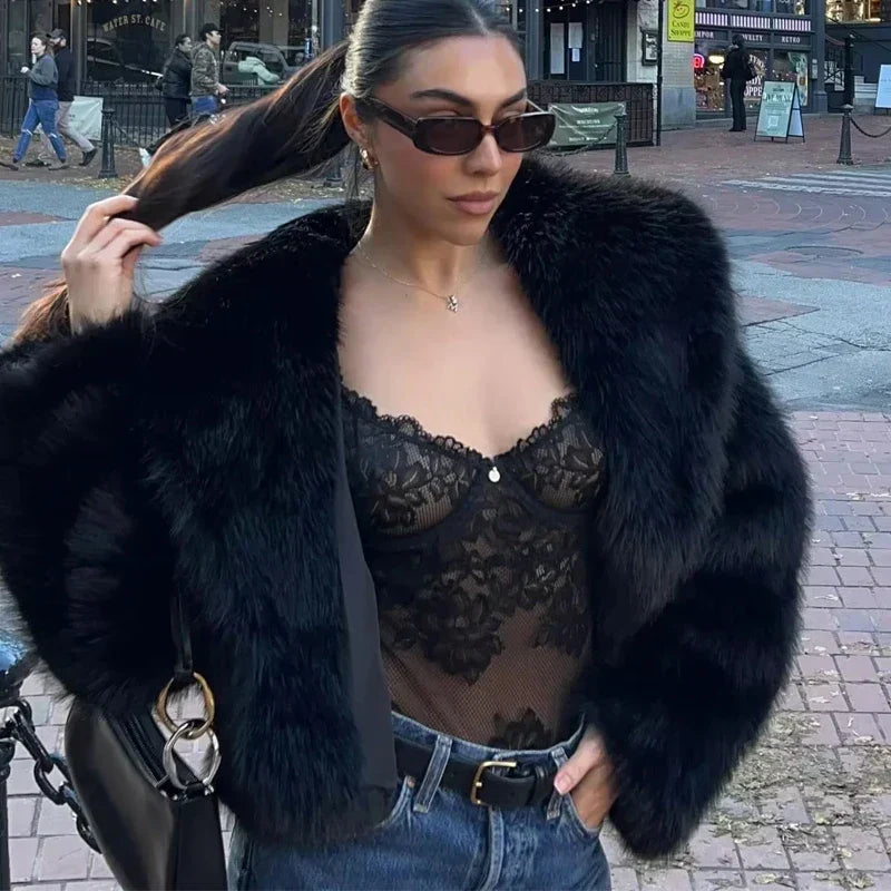 Manteau d'hiver en peluche synthétique pour femmes avec capuche et poches | Idéal pour l'automne/hiver