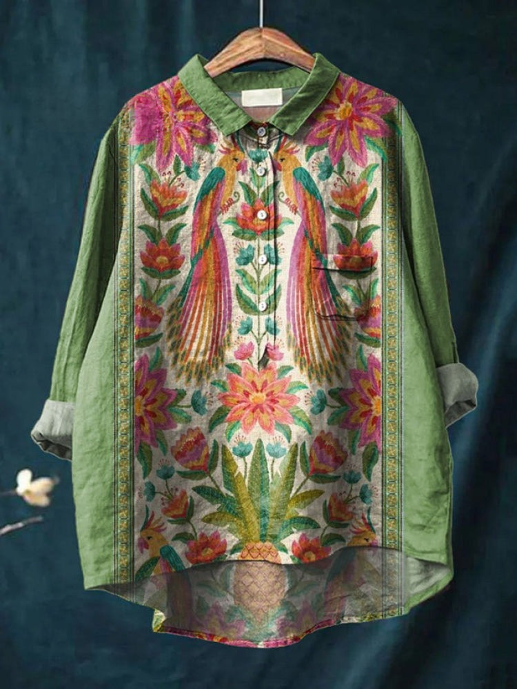 Lina | Chemise à broderie florale vive