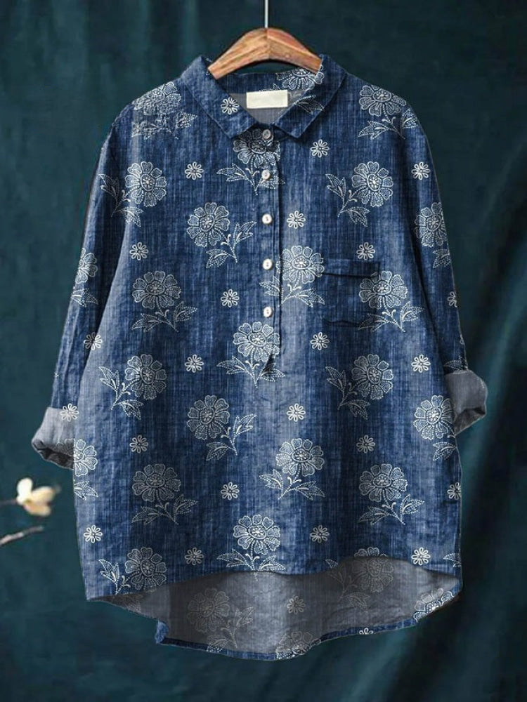 Chemise Lina Broderie Florale Vivid