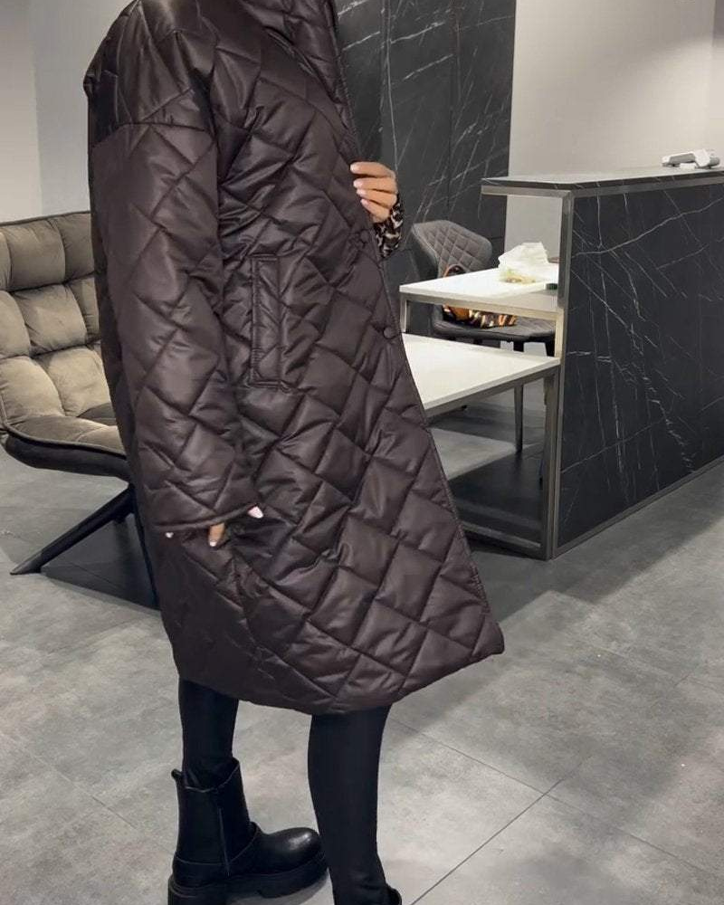 DIASY - Col relaxant manteau en coton mi-long