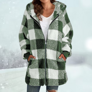 Veste d'hiver à carreaux avec capuche et poches | Idéale pour l'hiver