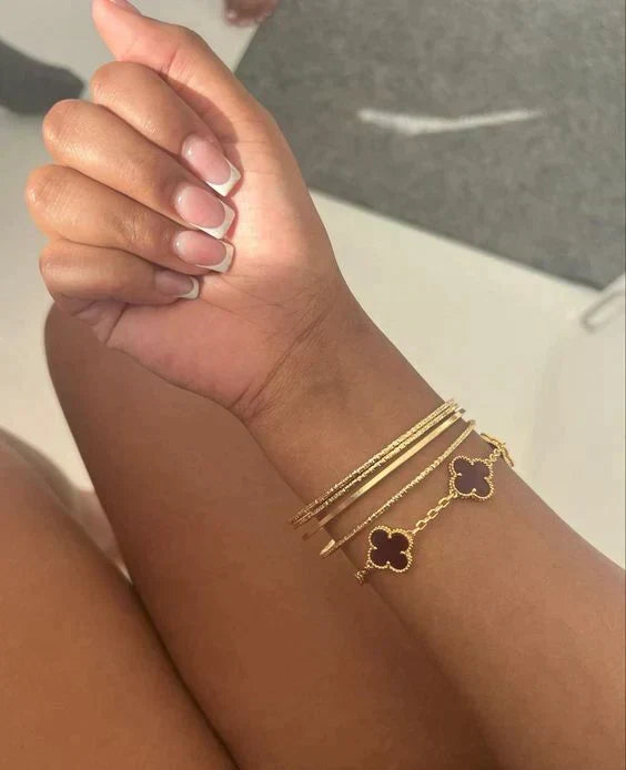 BRACELET FEUILLE DE TRÈFLE | ONYX