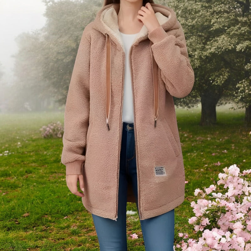 Veste polaire pour femmes avec capuche et poches – Douce, Chaude, Fermeture éclair - Idéale pour l'automne et l'hiver