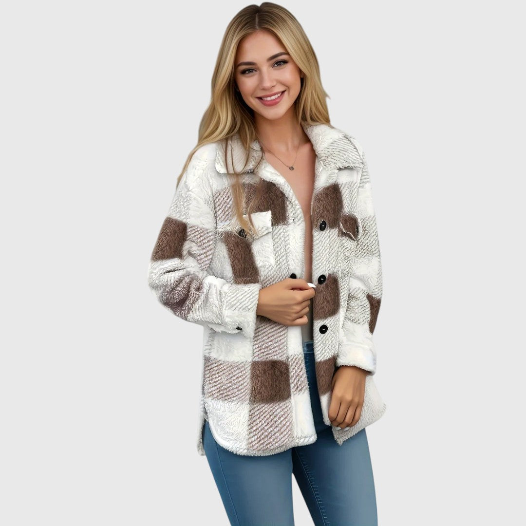 Selina – Élégante veste à carreaux à boutons