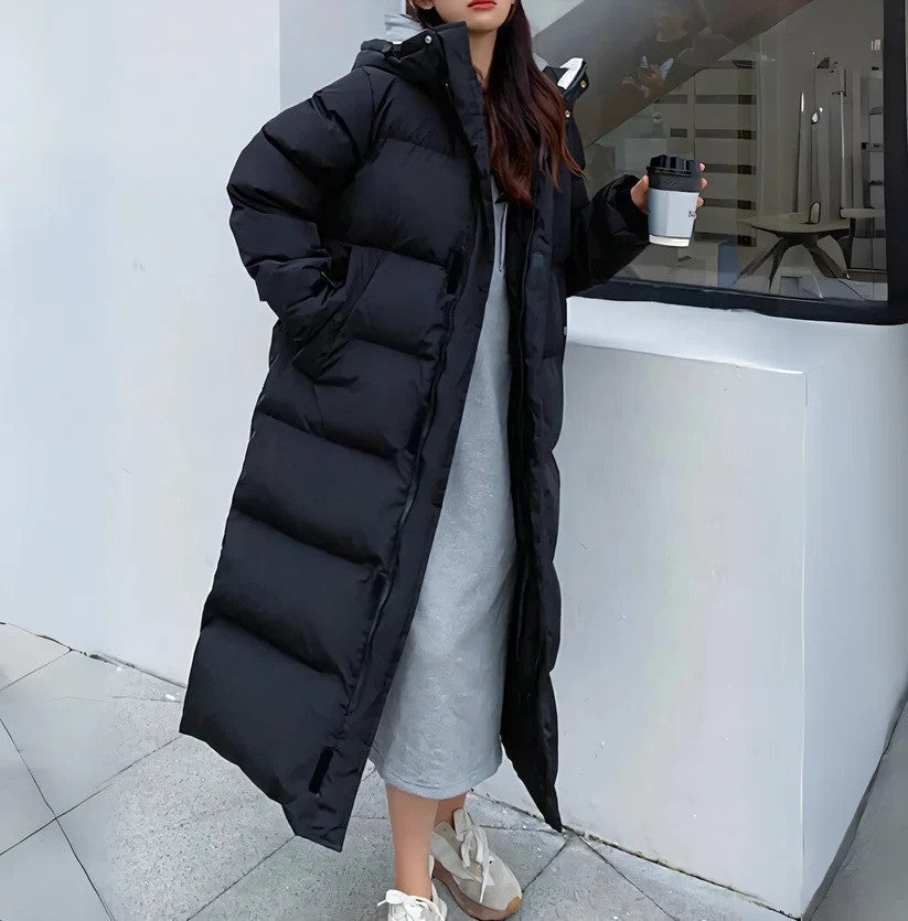 Manteau long en duvet pour femmes pour l'hiver avec chaleur optimale et liberté de mouvement | Idéal pour l'hiver
