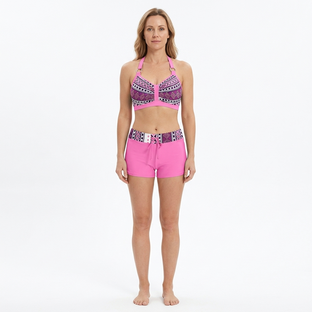 Bikinis Taille Haute avec Motif Géométrique