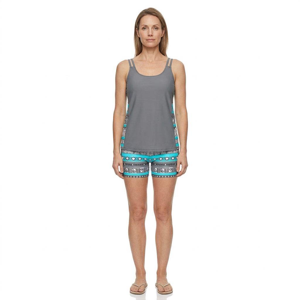 Tankinis avec Motif Géométrique et Décolleté en V