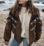 Manteau Femme Printemps Été Boho-Vintage, Col Revers, Cintré, Boutonnage, Longueur Genou