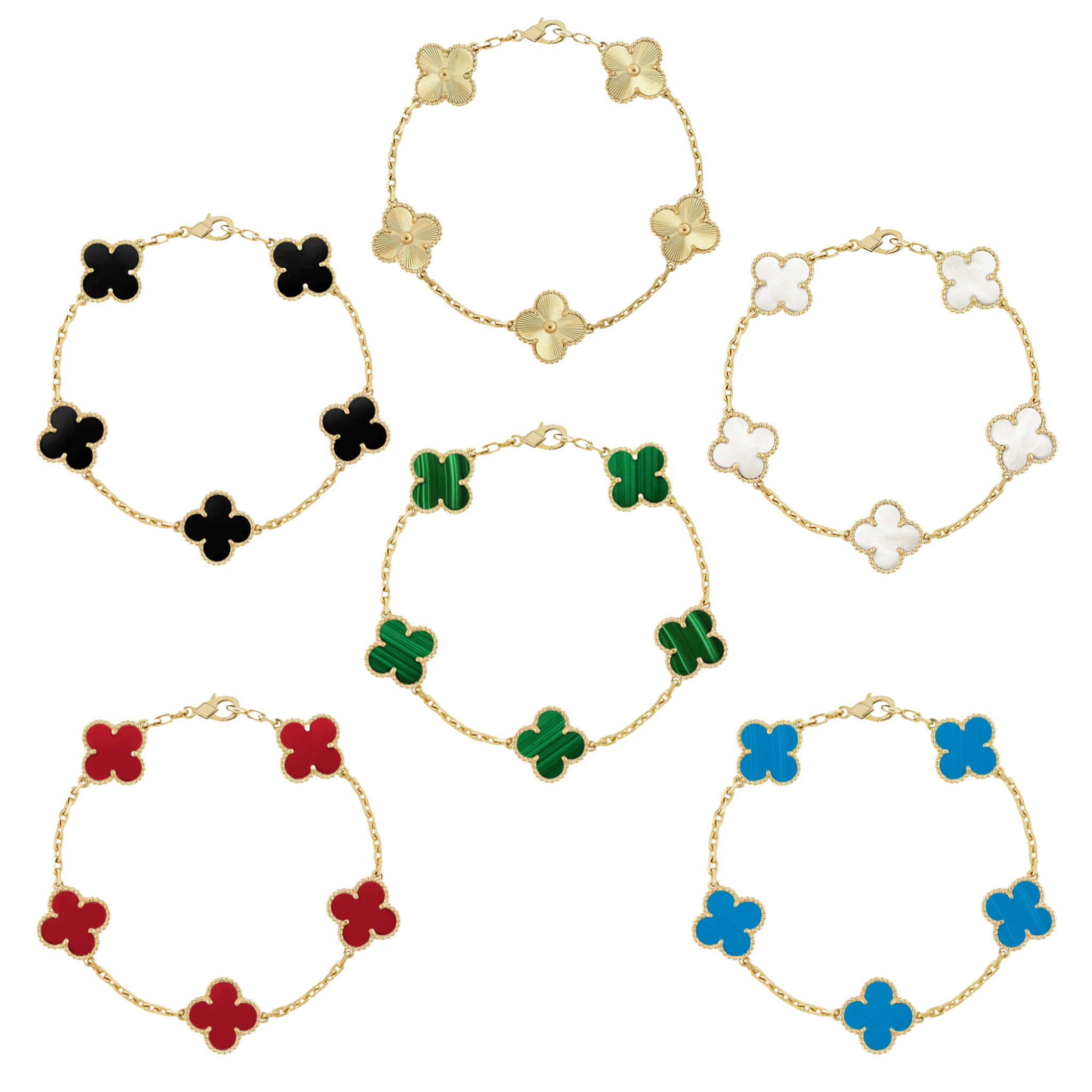 ENSEMBLE DE SIX BRACELETS EN FEUILLE DE TRÈFLE