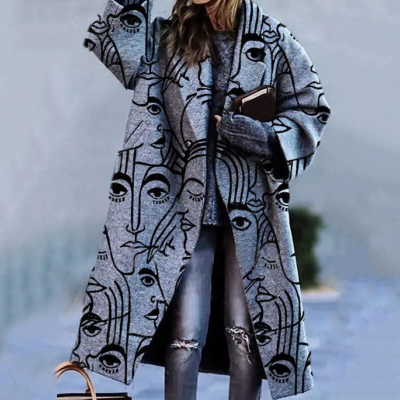 Manteau en laine pour femme intemporel avec col revers et fermeture à boutons | Idéal pour l'automne/hiver